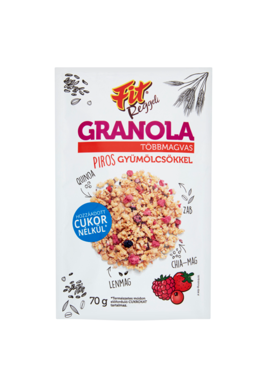 Fitt reggeli granola többmagvas pirosgyümölcsökkel 70g lejárat közeli