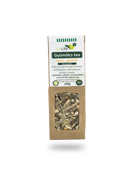 D-life gyümölcstea citromos - gyömbér (aromamentes) 100g